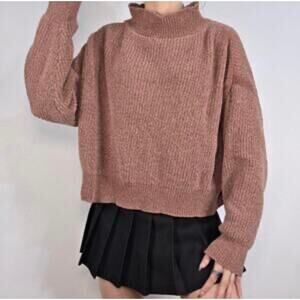 Jon & Anna Contemporary Chenille Knit Boxy Mockneck Sweater Size L